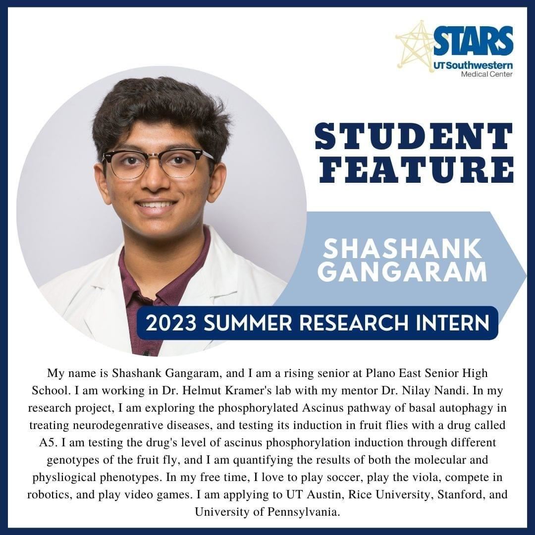 Shashank Gangaram-2023 Summer Research Intern. Top school choices: UT Austin, Rice, Stanford and Pennsylvania